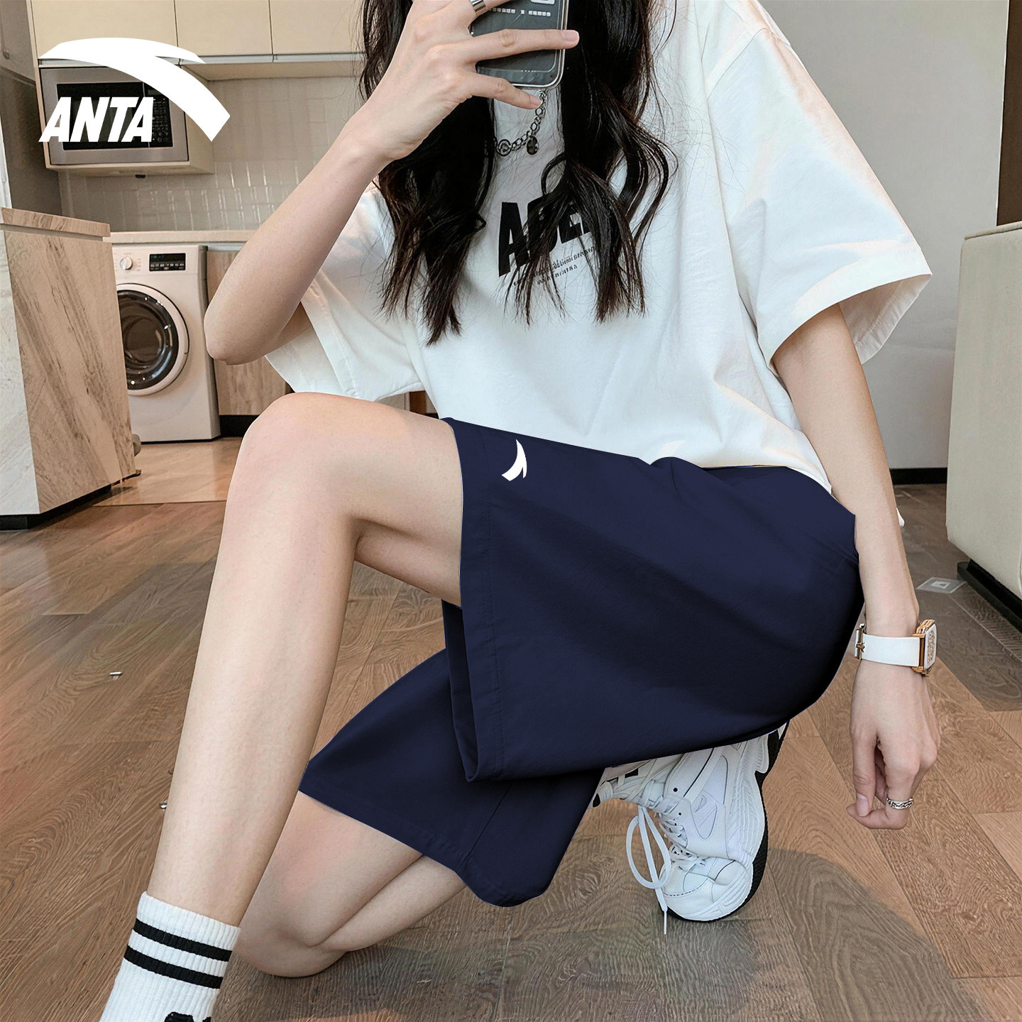 安踏女夏季速干运动五分短裤图片