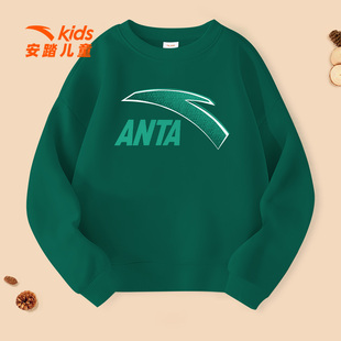 安踏儿童长袖t恤男童装打底衫春秋2026新款中小学生男孩圆领卫衣