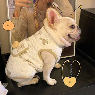 春秋新款法斗巴哥斗牛犬衣服比熊博美加绒保暖马甲背心棉质外套