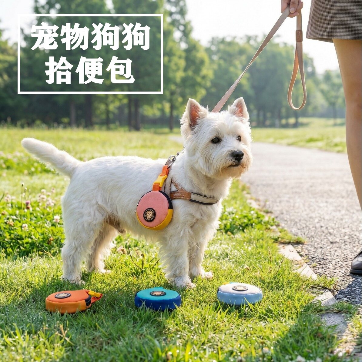 狗狗拾便袋可挂牵引绳收纳包图片
