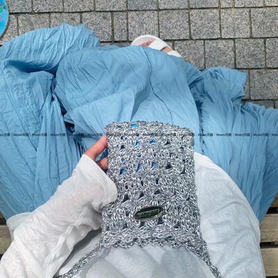 Moon方圆手工编织手机斜挎包DIY材料包钩针包芯线送女朋友送教程