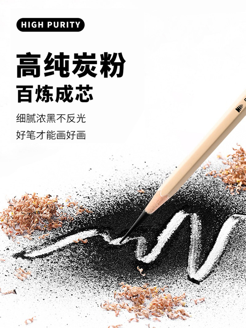 卡西米尔炭笔美术素描专用碳笔画笔速写炭笔特软中硬卡西米尔碳笔