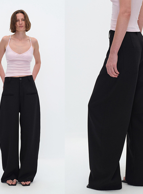 EMPTY PAGE黑/白宽松百搭简约西装休闲裤