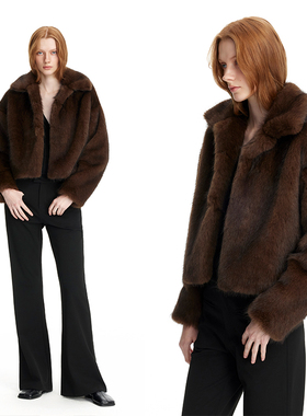 EMPTY PAGE 冬季咖啡色保暖环保皮草