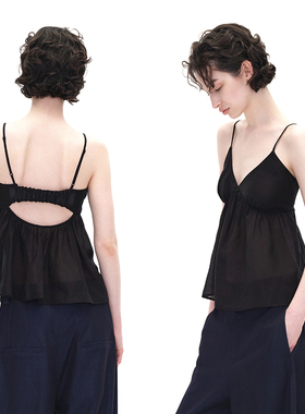 EMPTY PAGE夏季黑色薄款吊带弹力可调节背心
