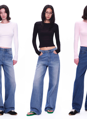 EMPTY PAGE 黑/白/粉色正肩修身露背T恤棉质百搭显瘦基础款长袖