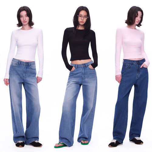 春夏正肩修身露背长袖T恤