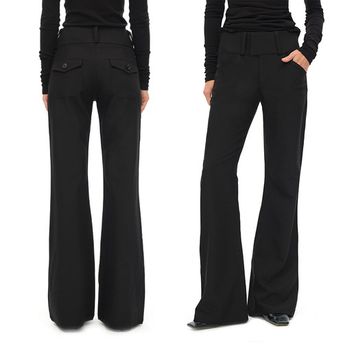 EMPTYPAGE黑色喇叭西裤