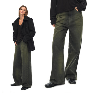 EMPTY PAGE 金属灰做旧直筒牛仔裤