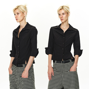 衬衫 短款 PAGE黑色中袖 EMPTY