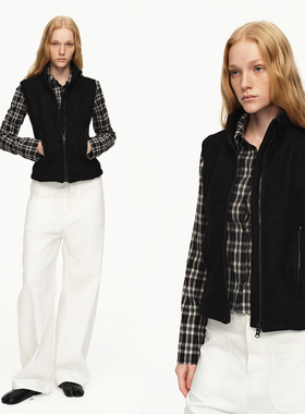 EMPTY PAGE 25秋冬 黑色羊毛混纺双拉头马甲背心