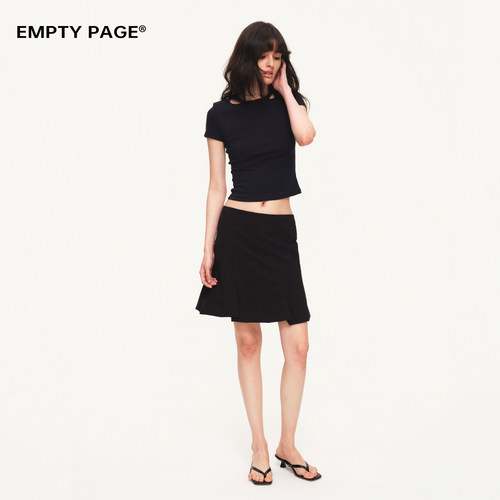 EMPTYPAGE黑色解构花苞半身裙