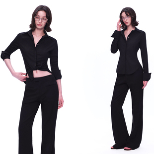 衬衫 春夏黑色条纹修身 极简百搭显瘦上衣 PAGE EMPTY