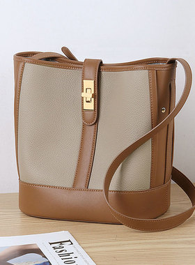 水桶包女2026新款头层牛皮高级女士包包通勤真皮大容量单肩斜挎包