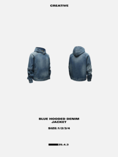 AW23 BLUE HOODED 水洗丹宁卫衣 25.4.3 DENIM JACKET