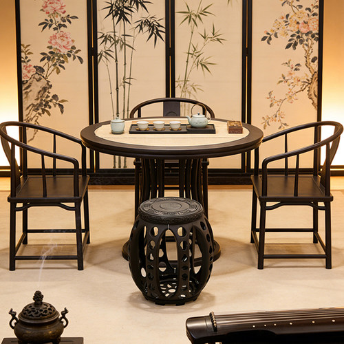 塑料圆鼓墩凳子中式仿木绣墩椅子