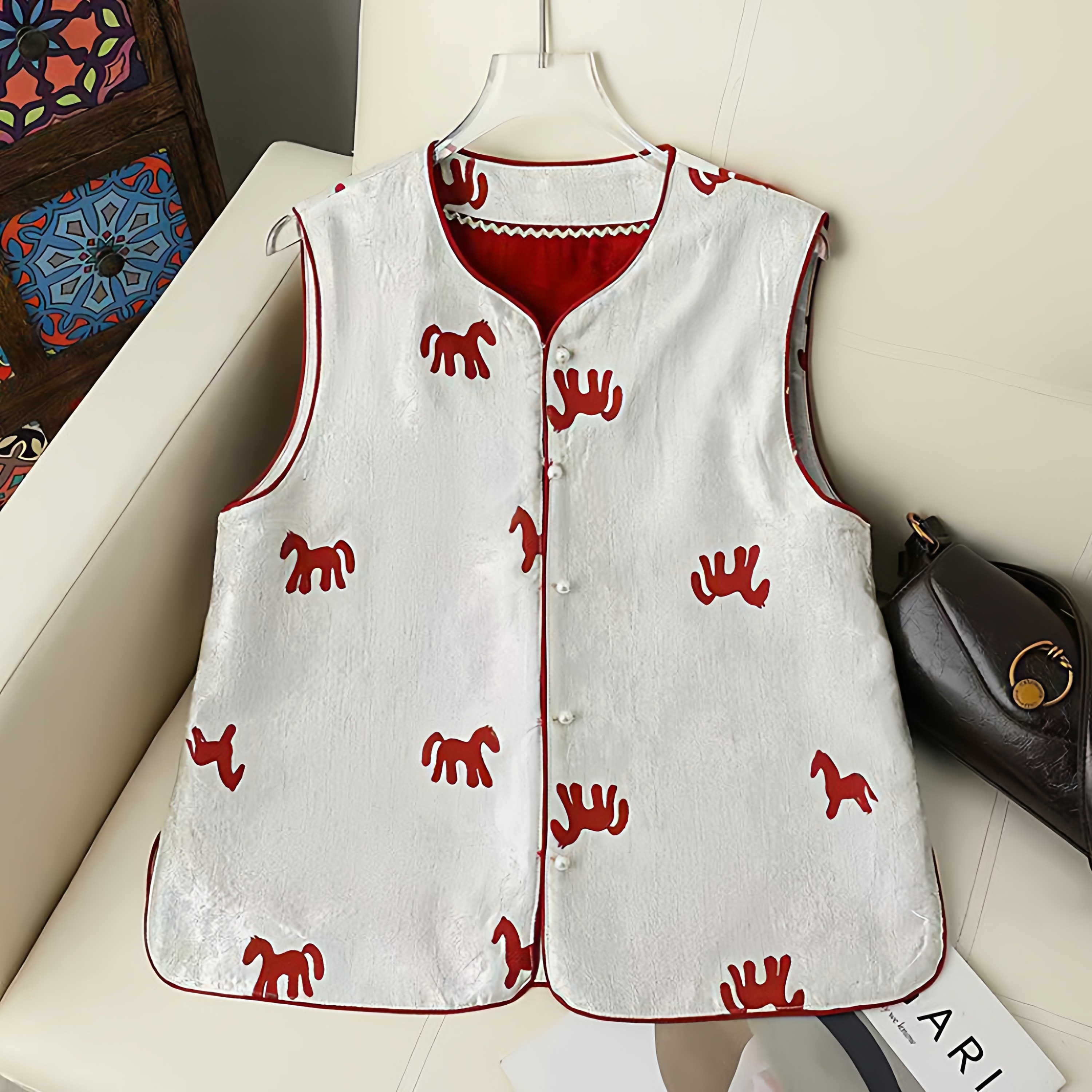 新中式国风马甲女圆领提花小马提花单排扣洋气坎肩背心国潮风马夹,女装/女士精品,马夹,淘宝优惠券,粉丝福利购,淘宝优惠卷