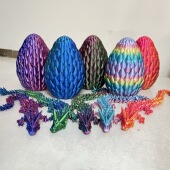 3D打印龙鳞蛋水晶龙多关节可动手办模型礼物装 饰摆设儿童玩具