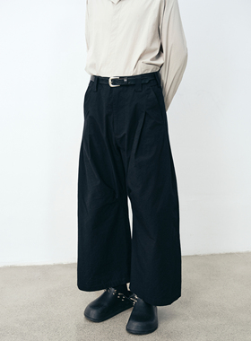GRAINMUSTARD 「 Curved Knife Pants」高支棉收褶弯腿休闲九分裤