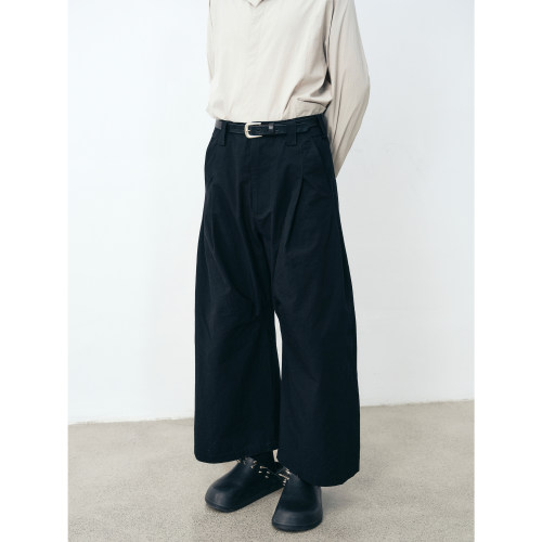 GRAINMUSTARD 「 Curved Knife Pants」高支棉收褶弯腿休闲九分裤