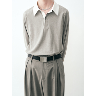 GRAINMUSTARD 「Splicing Collar Polo」 色纺棉质撞色拼接polo衫