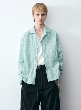 GRAINMUSTARD 「Washed Crinkled Shirt」 压皱炒色翻领长袖衬衫