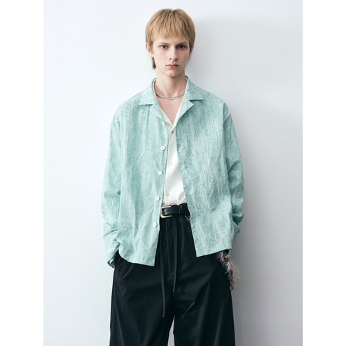 GRAINMUSTARD 「Washed Crinkled Shirt」 压皱炒色翻领长袖衬衫