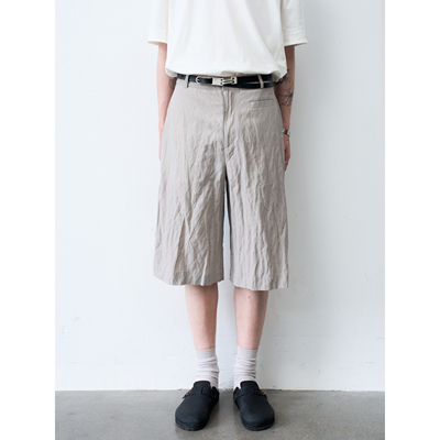 GRAINMUSTARD 「Metallic Shorts」 金属丝皱感休闲直筒六分短裤