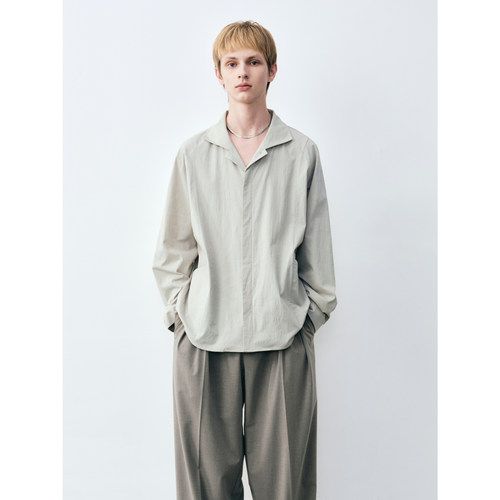 GRAINMUSTARD 「Divided Shirt」古巴领暗门襟插肩袖分割长袖衬衫