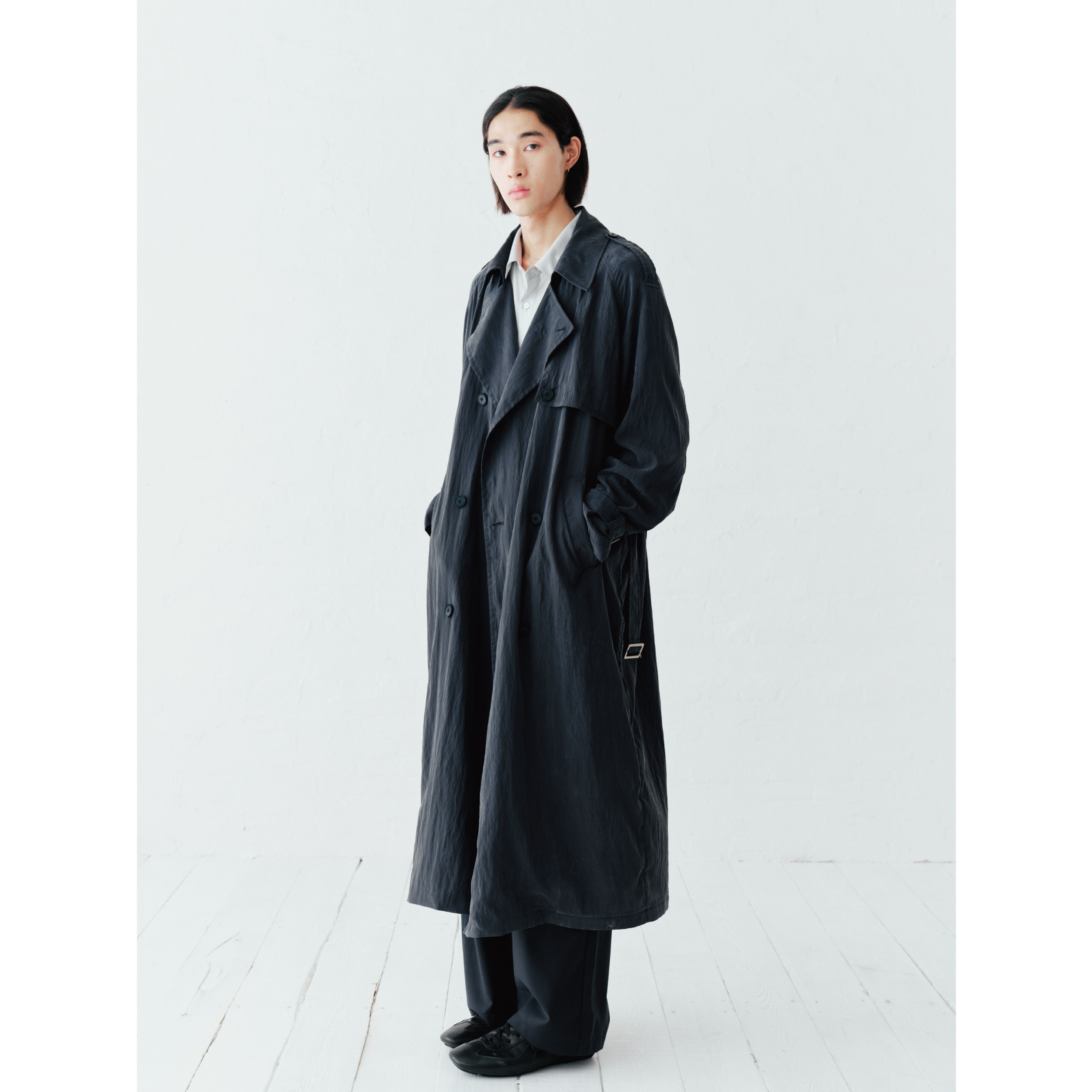 GRAINMUSTARD 「Trench coat」铜氨丝廓形翻领双排扣战壕风衣外套