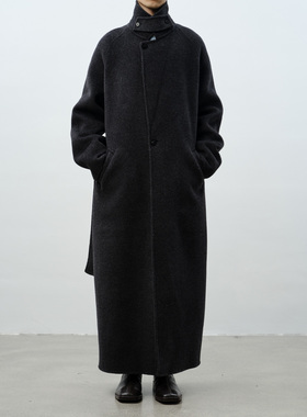 GRAINMUSTARD 立绒羊毛加厚插肩袖廓形长款大衣复古毛呢外套冬