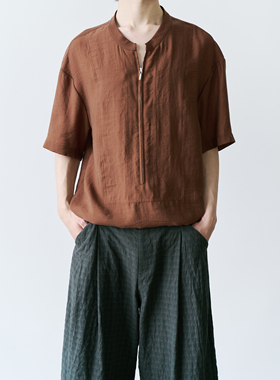 GRAINMUSTARD 「Half Placket Shirt」 半开襟小立领短袖套头衬衫