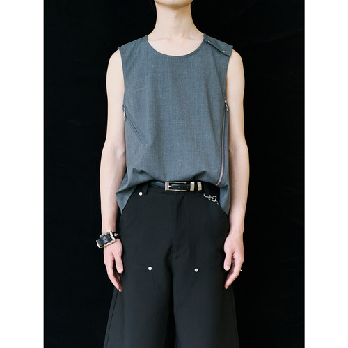GRAINMUSTARD 「Worsted Wool Vest」精纺羊毛圆领拉链马甲