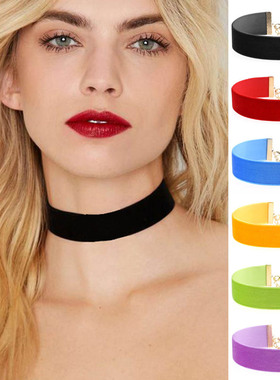 THEYLIVE 项圈 植绒织带 宽版丝绒天鹅绒颈圈 欧美简约时尚配饰