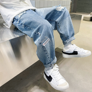 童装男童春秋破洞牛仔裤2026新款儿童大童男孩宽松夏薄长裤初中生