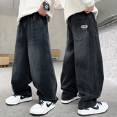 儿童中大童男孩宽松弯刀宽松长裤 童装 2026新款 春季 男童春秋牛仔裤