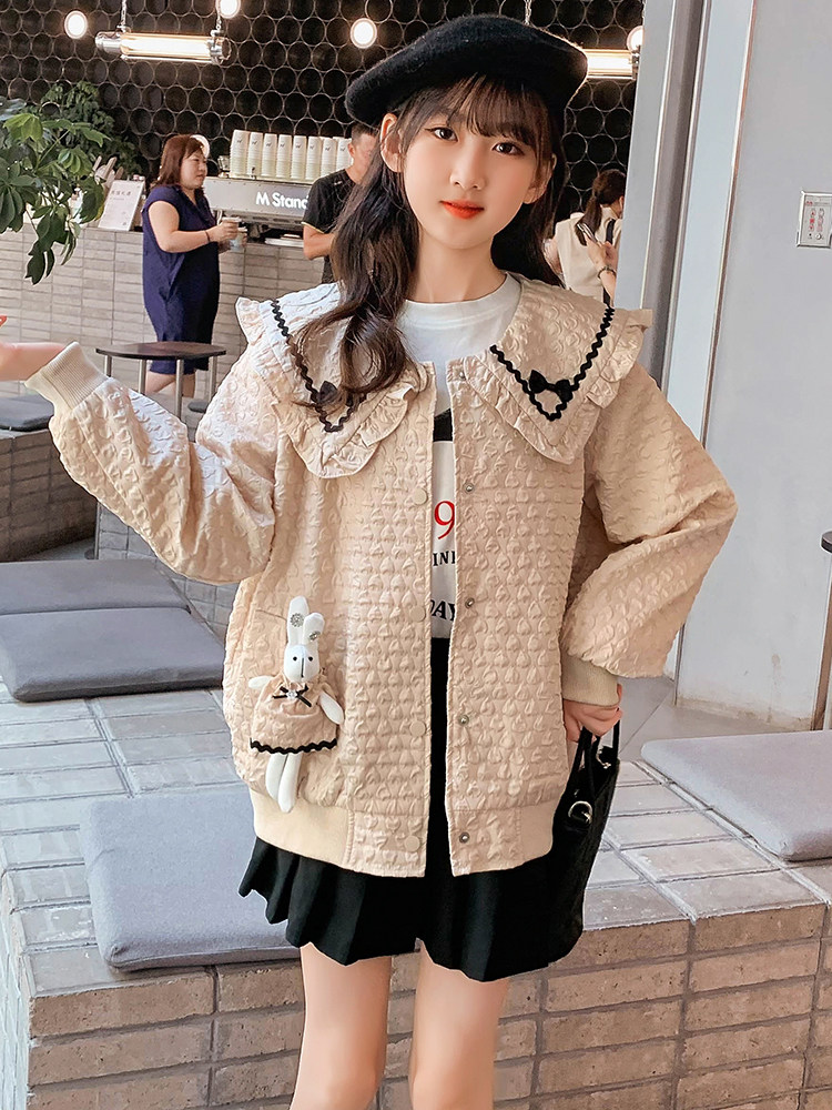 소녀 카디건 자켓 2024 새로운 어린이 큰 어린이 가을 옷 서양식 봄과 가을 작은 향기로운 스타일 탑 재킷 야구 유니폼