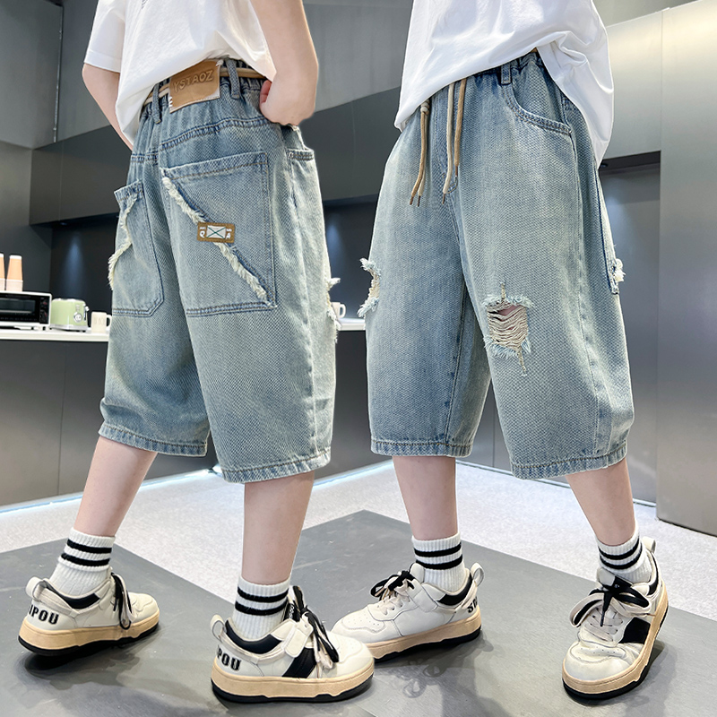 男童牛仔短裤七分裤夏薄