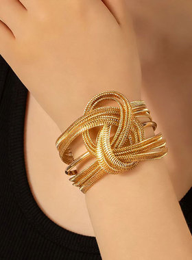 欧美朋克金属开口多层缠绕手镯