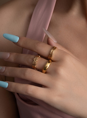 2026新款过年轻奢金色高档开口戒指女招财铜钱转运指环高保色尾戒