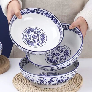 9英寸汤碗10英寸中号水煮鱼碗12英寸大汤碗中式家用陶瓷青花瓷碗