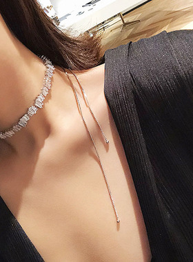 项链碎钻重工质感抽拉可调小众