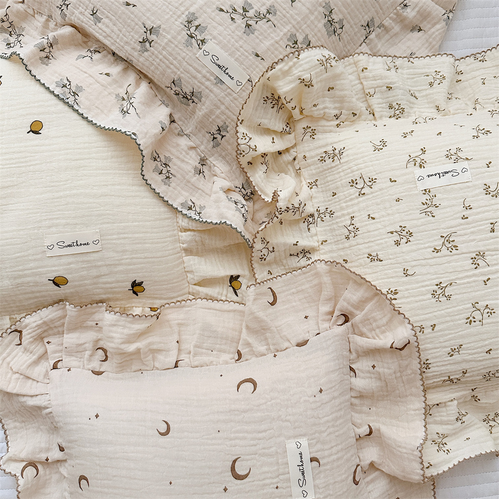 ins韩式小碎花全棉双层纱枕套