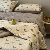 大鹅正品 卡通儿童单人豆豆被可水洗大豆纤维春秋被夹棉豆豆毯1.5m