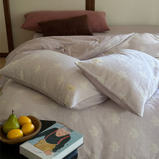 北欧渐变色织提花飞鸟全棉磨毛四件套秋冬季床单被套双人床上用品