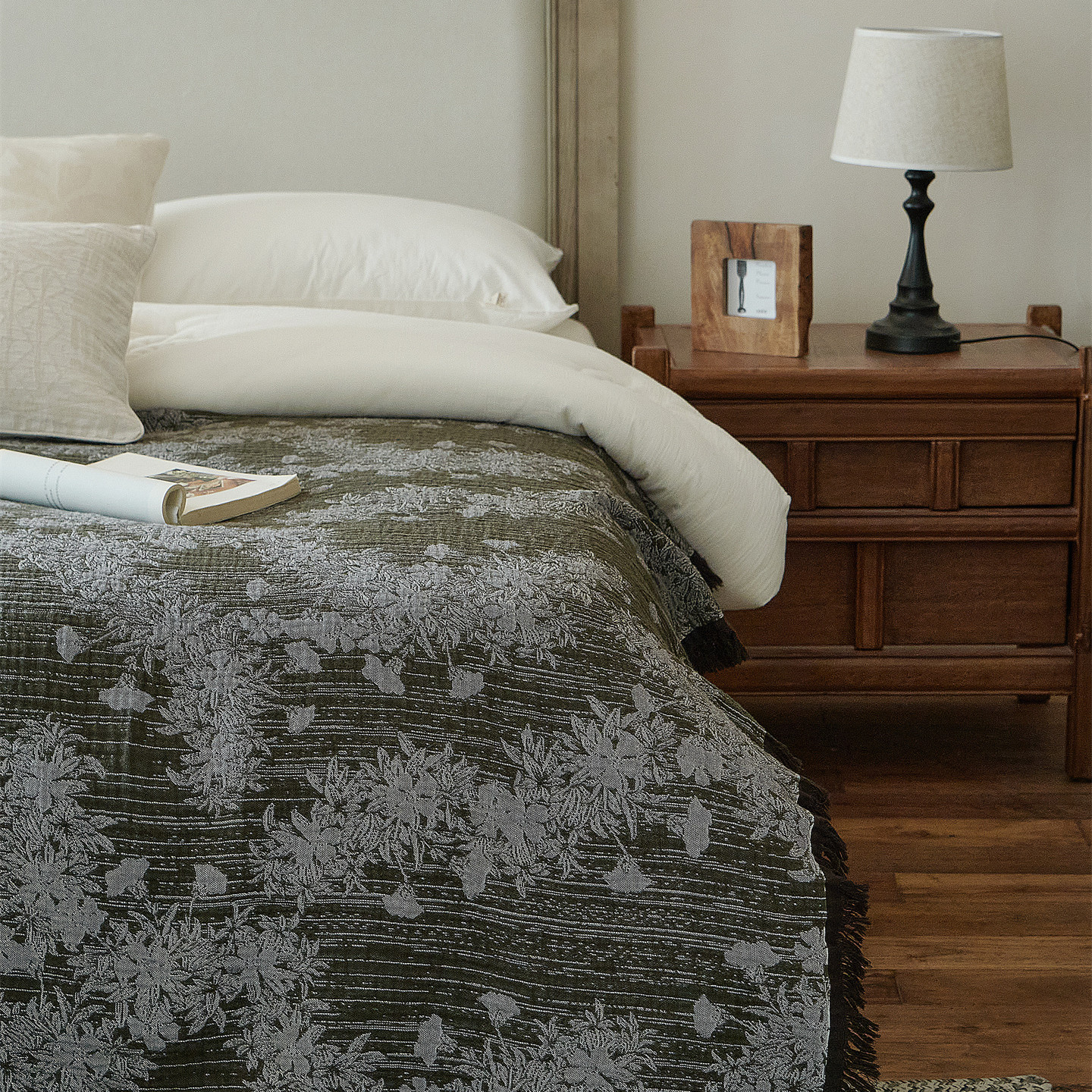 美式复古花卉沙发搭毯床尾巾盖毯