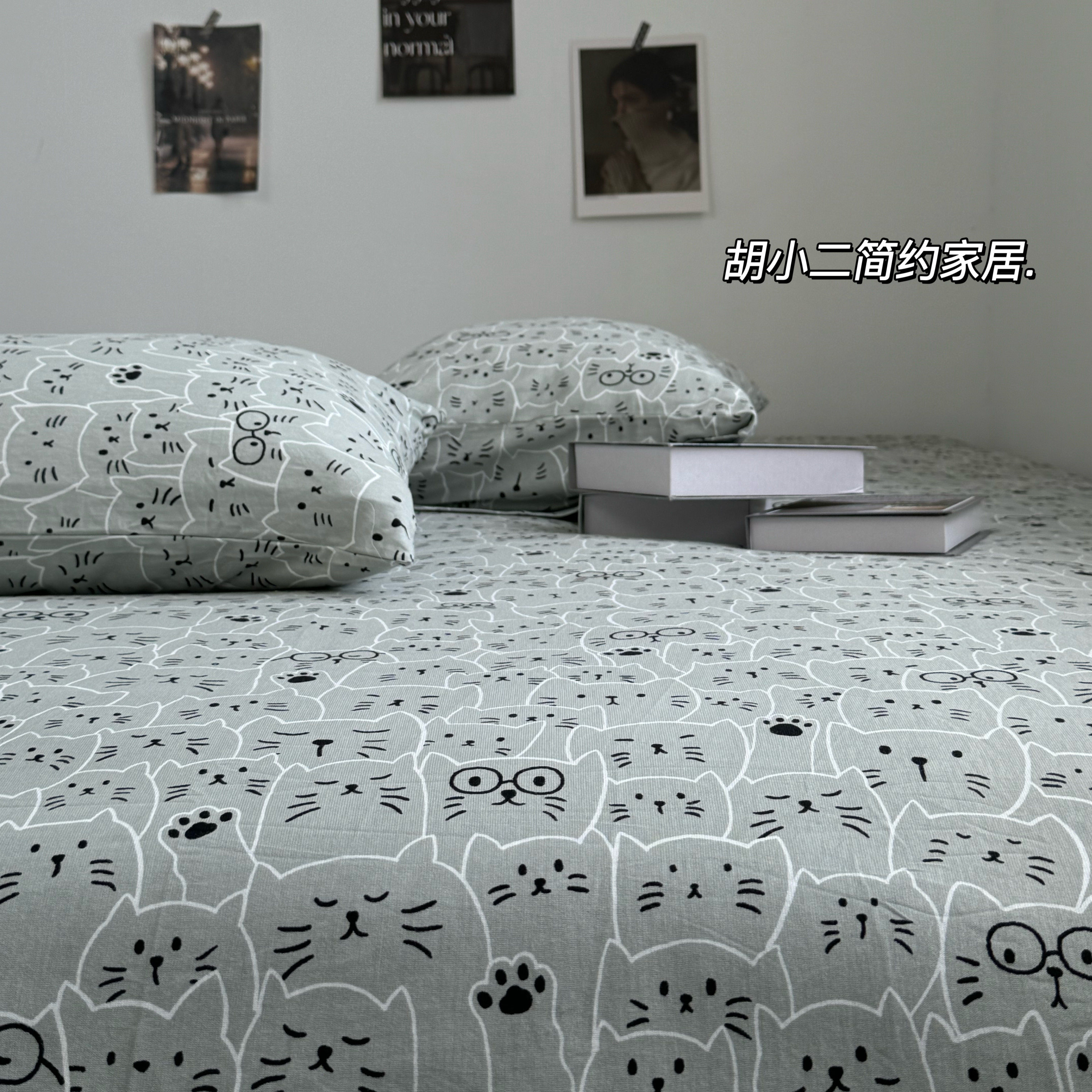 可爱猫咪针织棉全棉床单床笠
