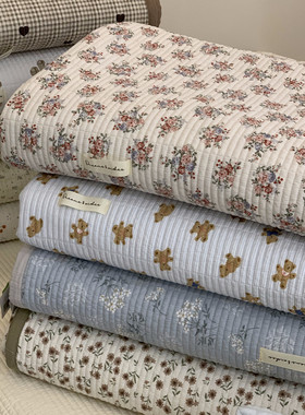 韩国大鹅小清新碎花双面纯棉床盖单件四季通用绗缝夹棉床单不起皱