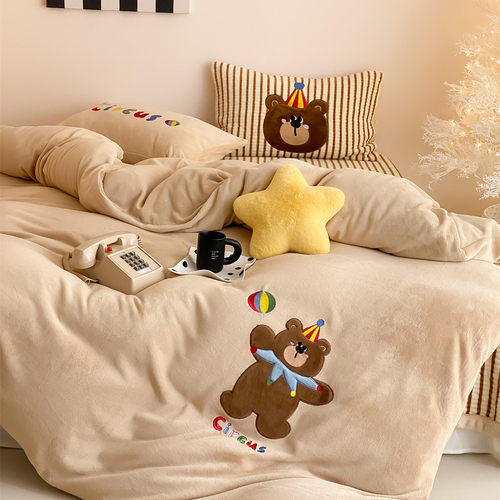 卡通可爱小熊加厚保暖床盖四件套