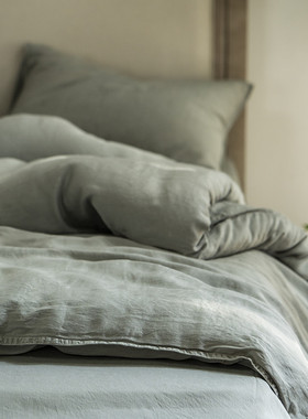 砂洗做旧慵懒风80S兰精天丝四件套莱赛尔超柔简约纯色床上用品1.8